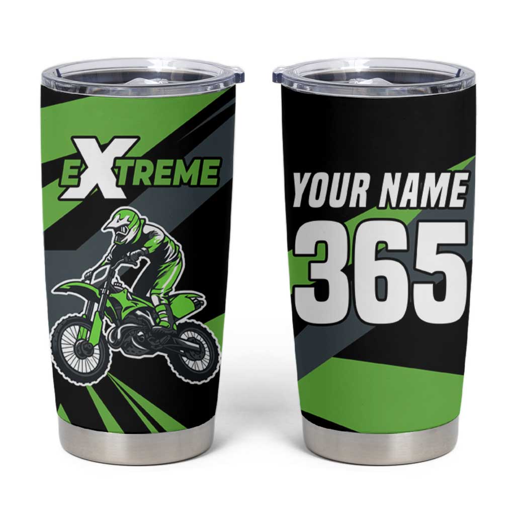 Custom Green Extreme Motocross Tumbler Cup Dirt Bike Rider Design - Wonder Print Shop