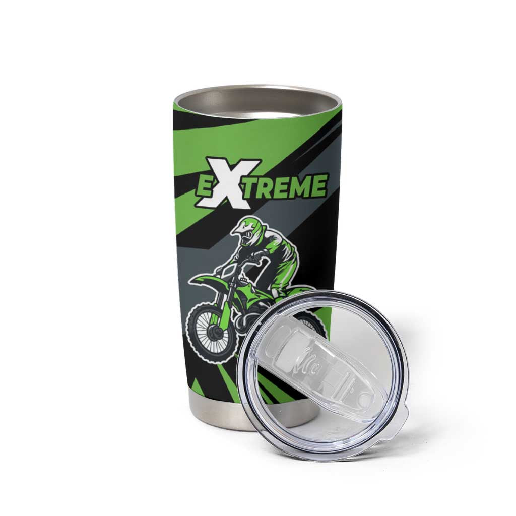 Custom Green Extreme Motocross Tumbler Cup Dirt Bike Rider Design - Wonder Print Shop