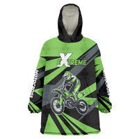 Custom Green Extreme Motocross Wearable Blanket Hoodie Dirt Bike Rider Design - Wonder Print Shop