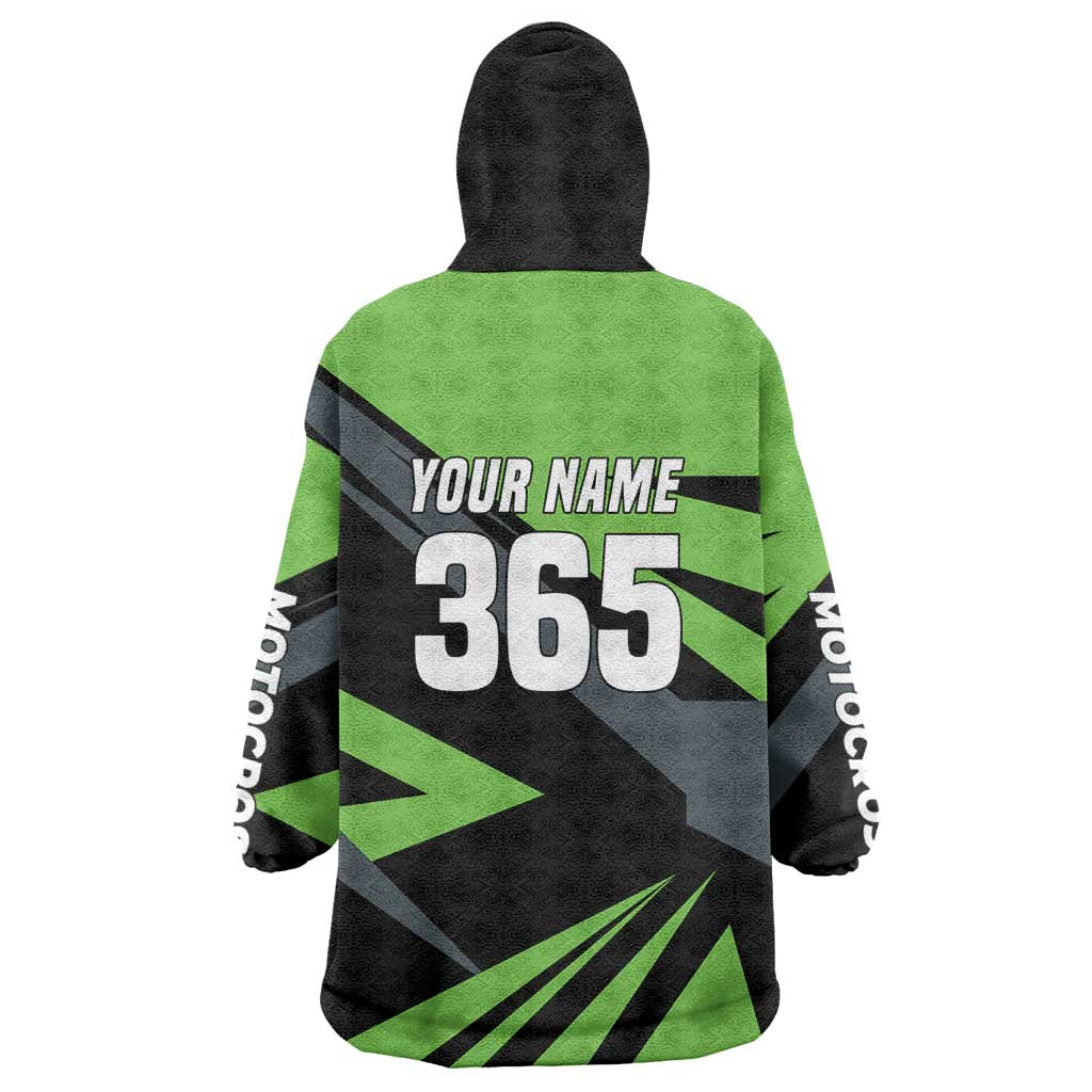 Custom Green Extreme Motocross Wearable Blanket Hoodie Dirt Bike Rider Design - Wonder Print Shop