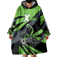 Custom Green Extreme Motocross Wearable Blanket Hoodie Dirt Bike Rider Design - Wonder Print Shop