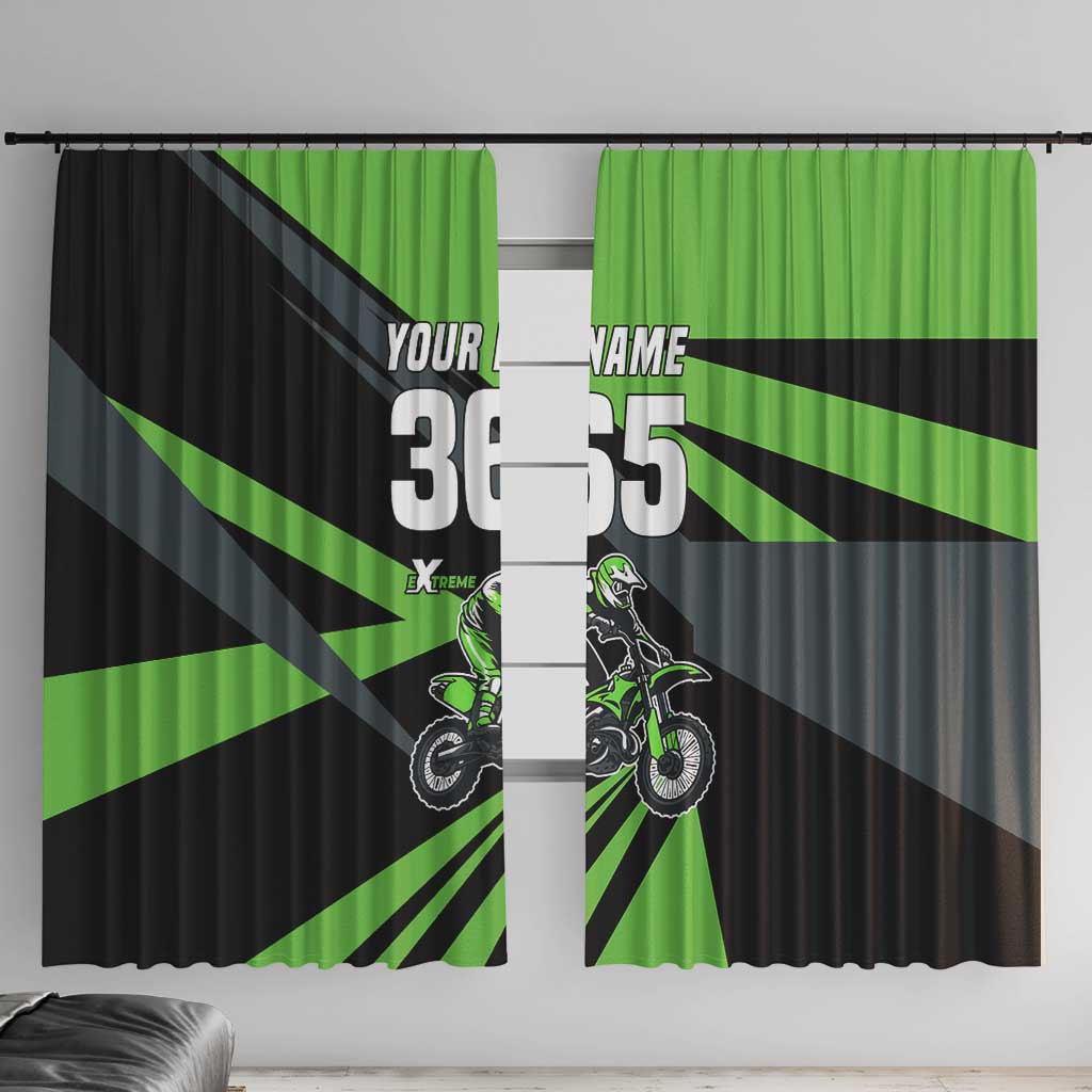 Custom Green Extreme Motocross Window Curtain Dirt Bike Rider Design - Wonder Print Shop