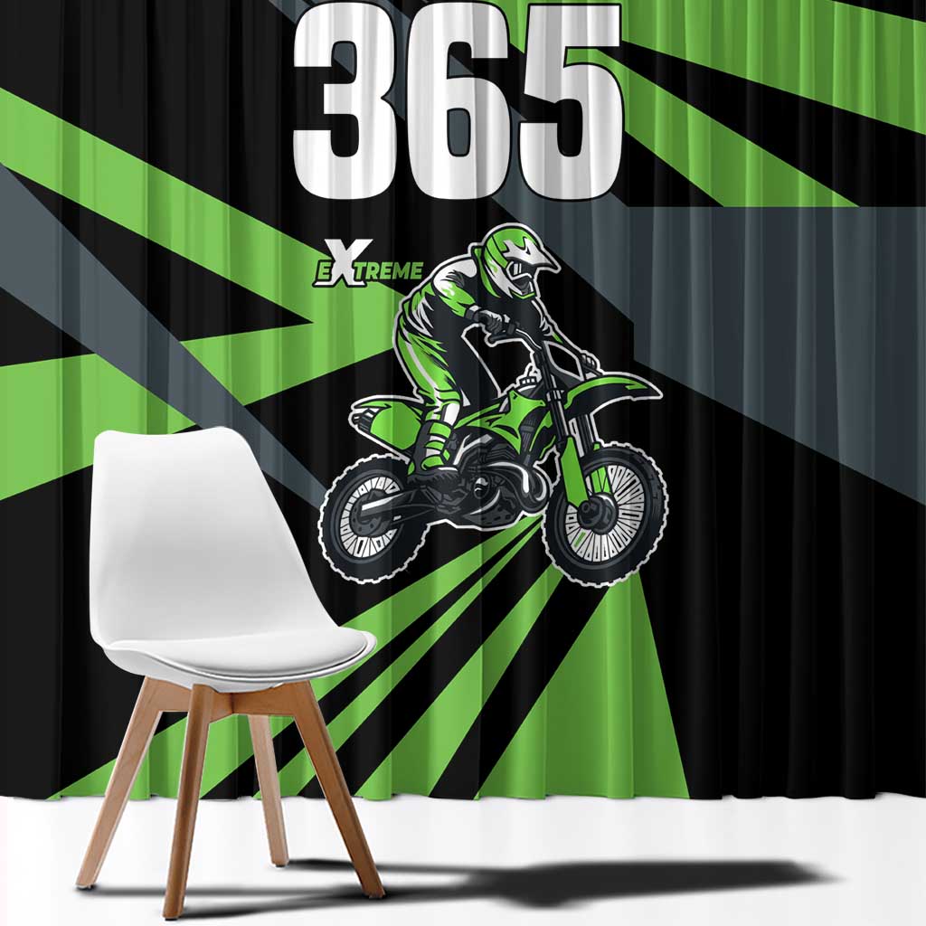Custom Green Extreme Motocross Window Curtain Dirt Bike Rider Design - Wonder Print Shop