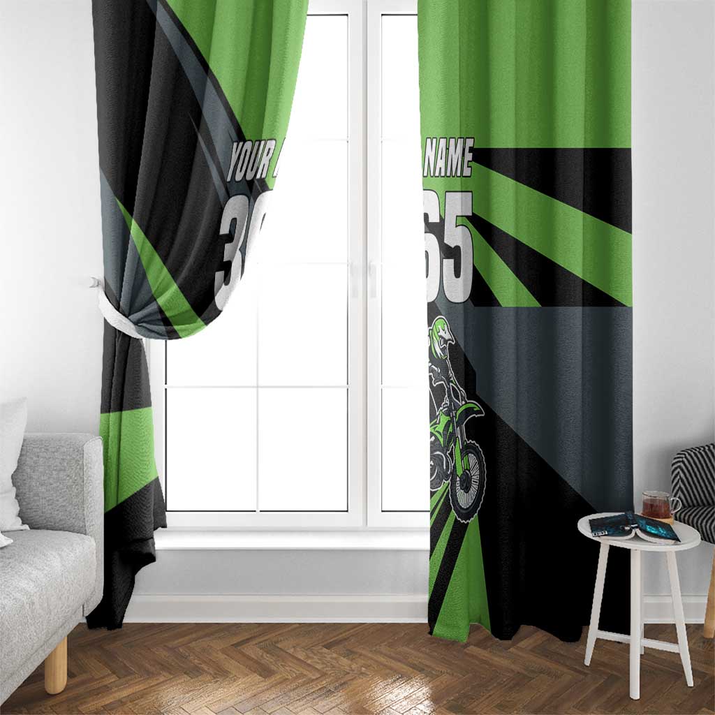 Custom Green Extreme Motocross Window Curtain Dirt Bike Rider Design - Wonder Print Shop