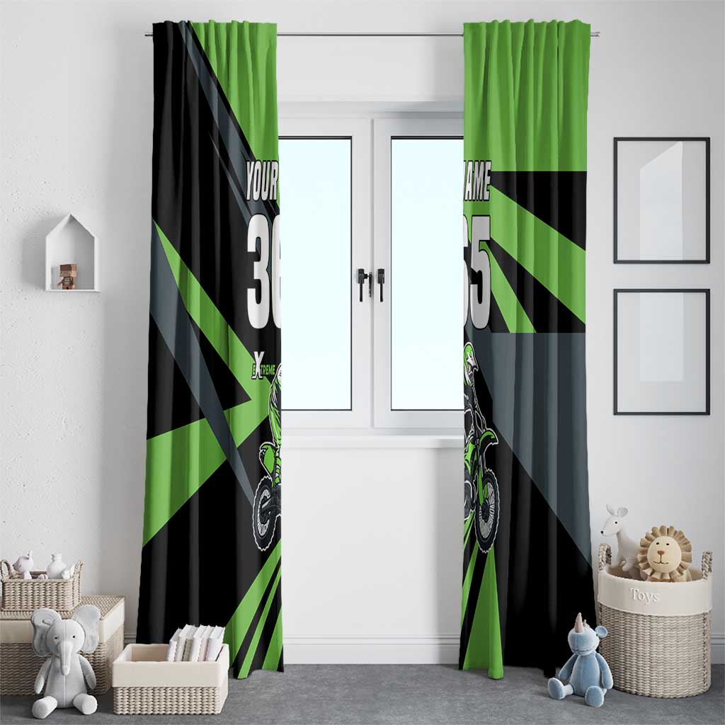 Custom Green Extreme Motocross Window Curtain Dirt Bike Rider Design - Wonder Print Shop