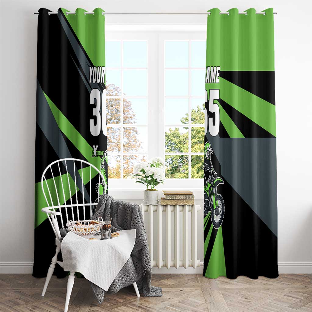 Custom Green Extreme Motocross Window Curtain Dirt Bike Rider Design - Wonder Print Shop