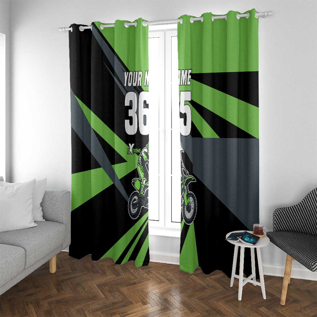 Custom Green Extreme Motocross Window Curtain Dirt Bike Rider Design - Wonder Print Shop