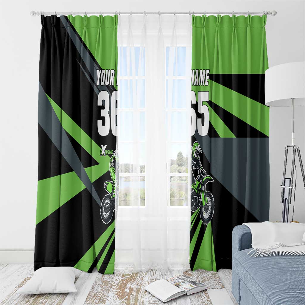 Custom Green Extreme Motocross Window Curtain Dirt Bike Rider Design - Wonder Print Shop