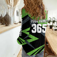 Custom Green Extreme Motocross Women Casual Shirt Dirt Bike Rider Design - Wonder Print Shop
