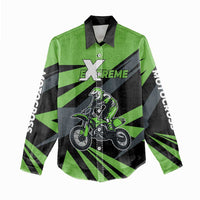 Custom Green Extreme Motocross Women Casual Shirt Dirt Bike Rider Design - Wonder Print Shop
