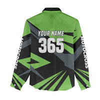 Custom Green Extreme Motocross Women Casual Shirt Dirt Bike Rider Design - Wonder Print Shop