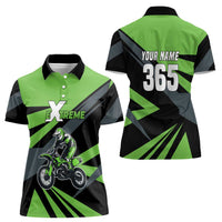 Custom Green Extreme Motocross Women Polo Shirt Dirt Bike Rider Design - Wonder Print Shop
