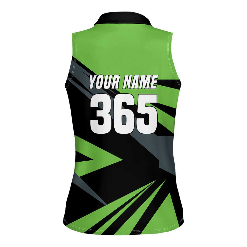 Custom Green Extreme Motocross Women Sleeveless Polo Shirt Dirt Bike Rider Design - Wonder Print Shop