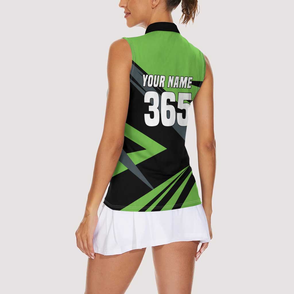 Custom Green Extreme Motocross Women Sleeveless Polo Shirt Dirt Bike Rider Design - Wonder Print Shop