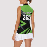 Custom Green Extreme Motocross Women Sleeveless Polo Shirt Dirt Bike Rider Design - Wonder Print Shop