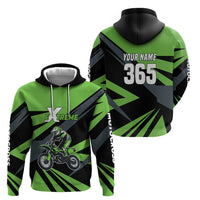 Custom Green Extreme Motocross Zip Hoodie Dirt Bike Rider Design - Wonder Print Shop