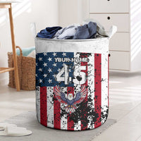 Custom American Flag Motocross Laundry Basket with Eagle Graphic - Wonder Print Shop