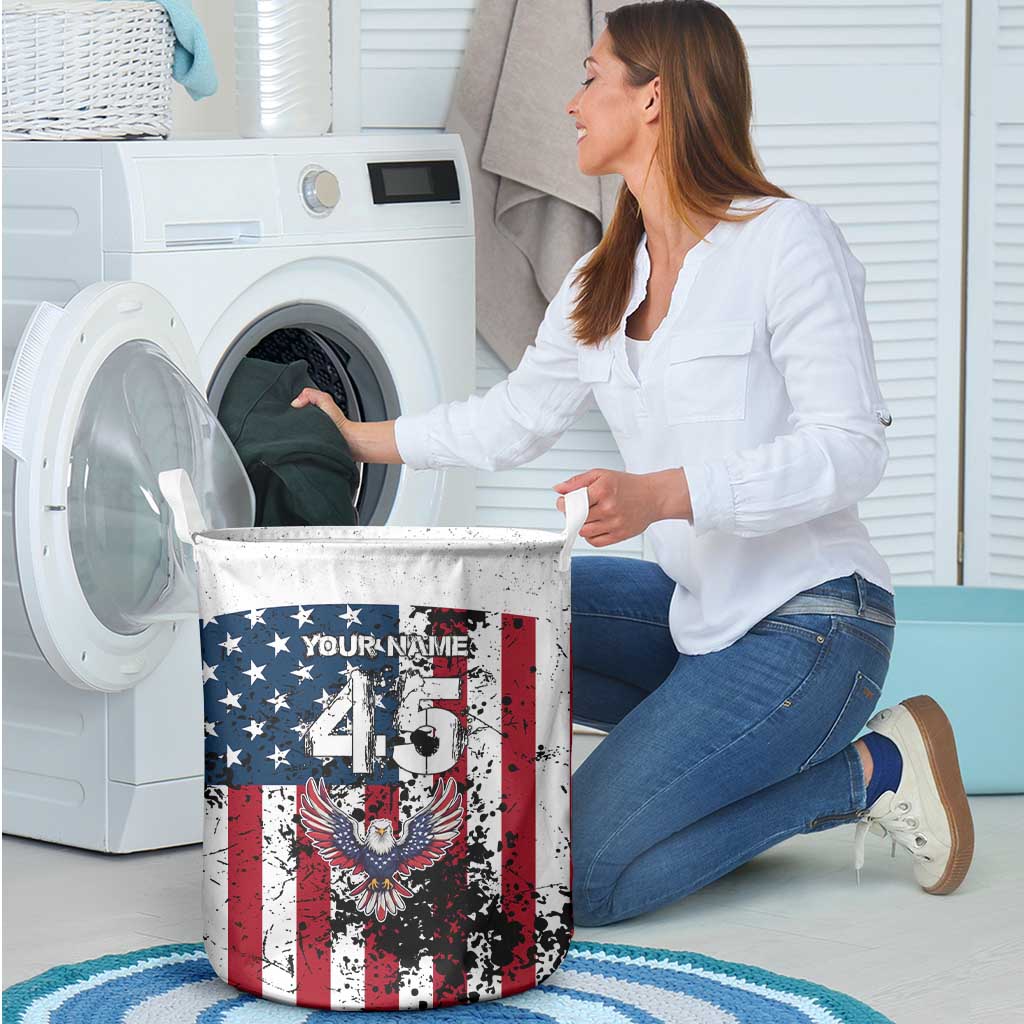 Custom American Flag Motocross Laundry Basket with Eagle Graphic - Wonder Print Shop