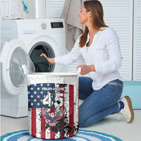 Custom American Flag Motocross Laundry Basket with Eagle Graphic - Wonder Print Shop
