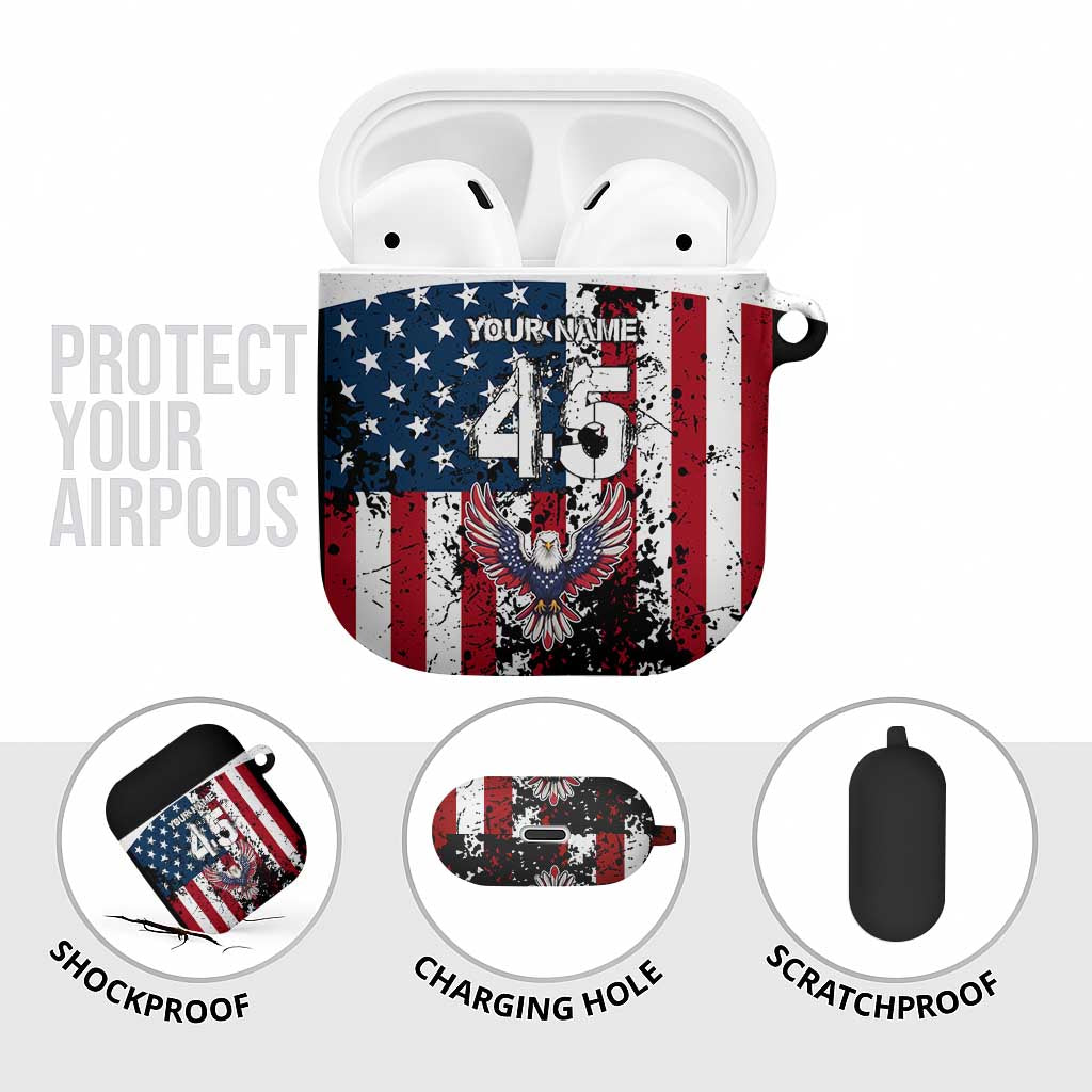 Custom American Flag Motocross AirPods Case with Eagle Graphic - Wonder Print Shop