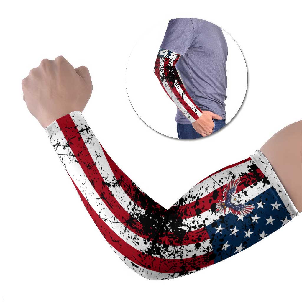 Custom American Flag Motocross Arm Sleeves with Eagle Graphic - Wonder Print Shop