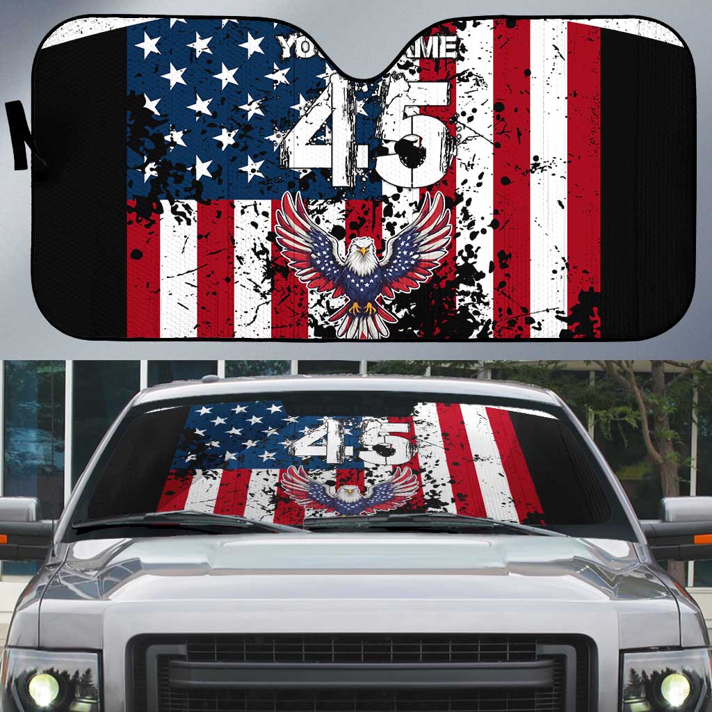 Custom American Flag Motocross Auto Sun Shade with Eagle Graphic - Wonder Print Shop