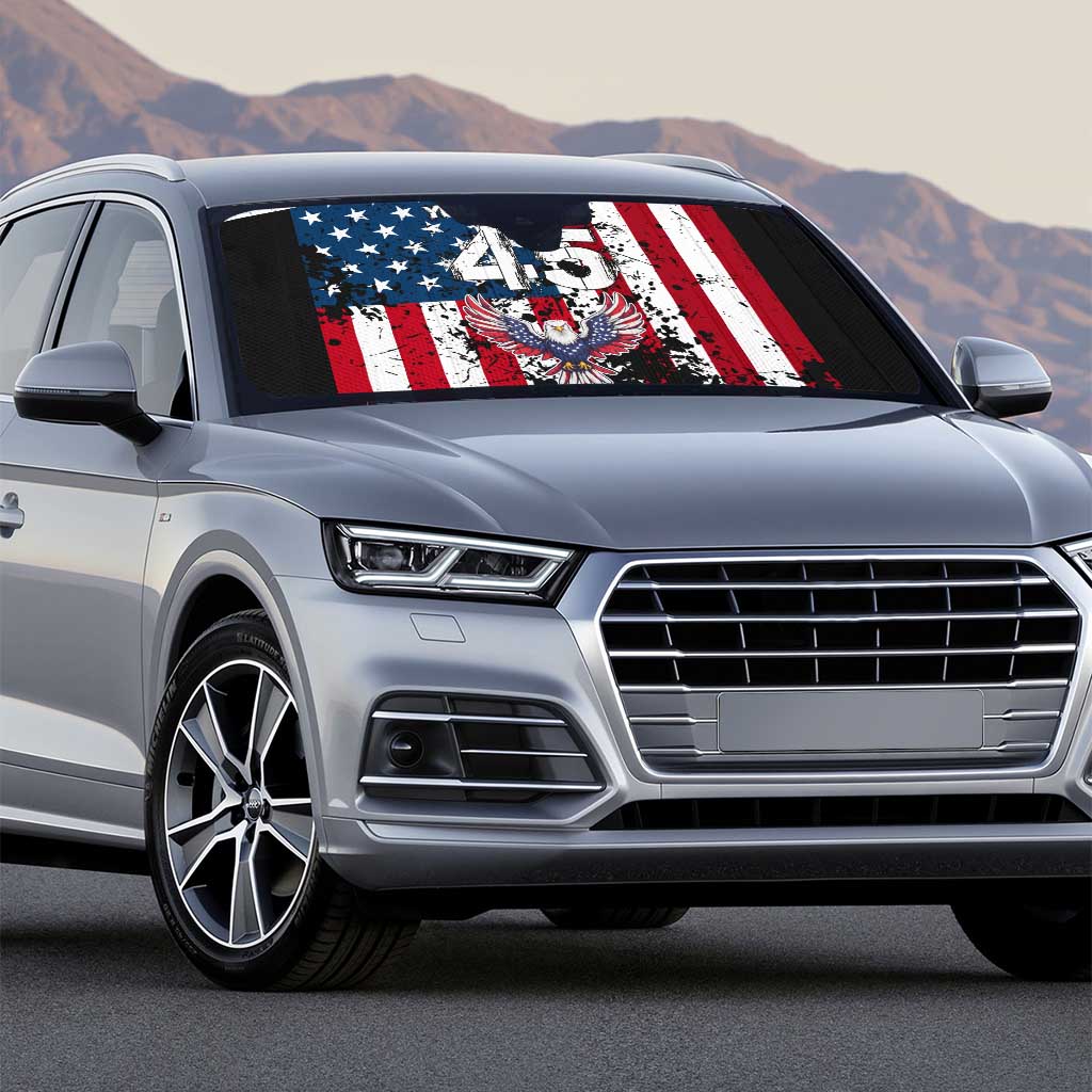 Custom American Flag Motocross Auto Sun Shade with Eagle Graphic - Wonder Print Shop