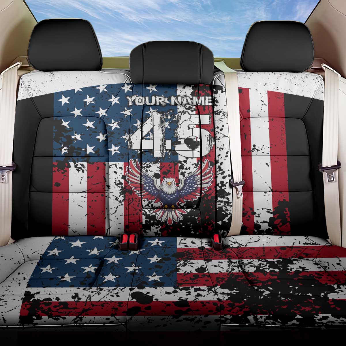 Custom American Flag Motocross Back Car Seat Cover with Eagle Graphic - Wonder Print Shop
