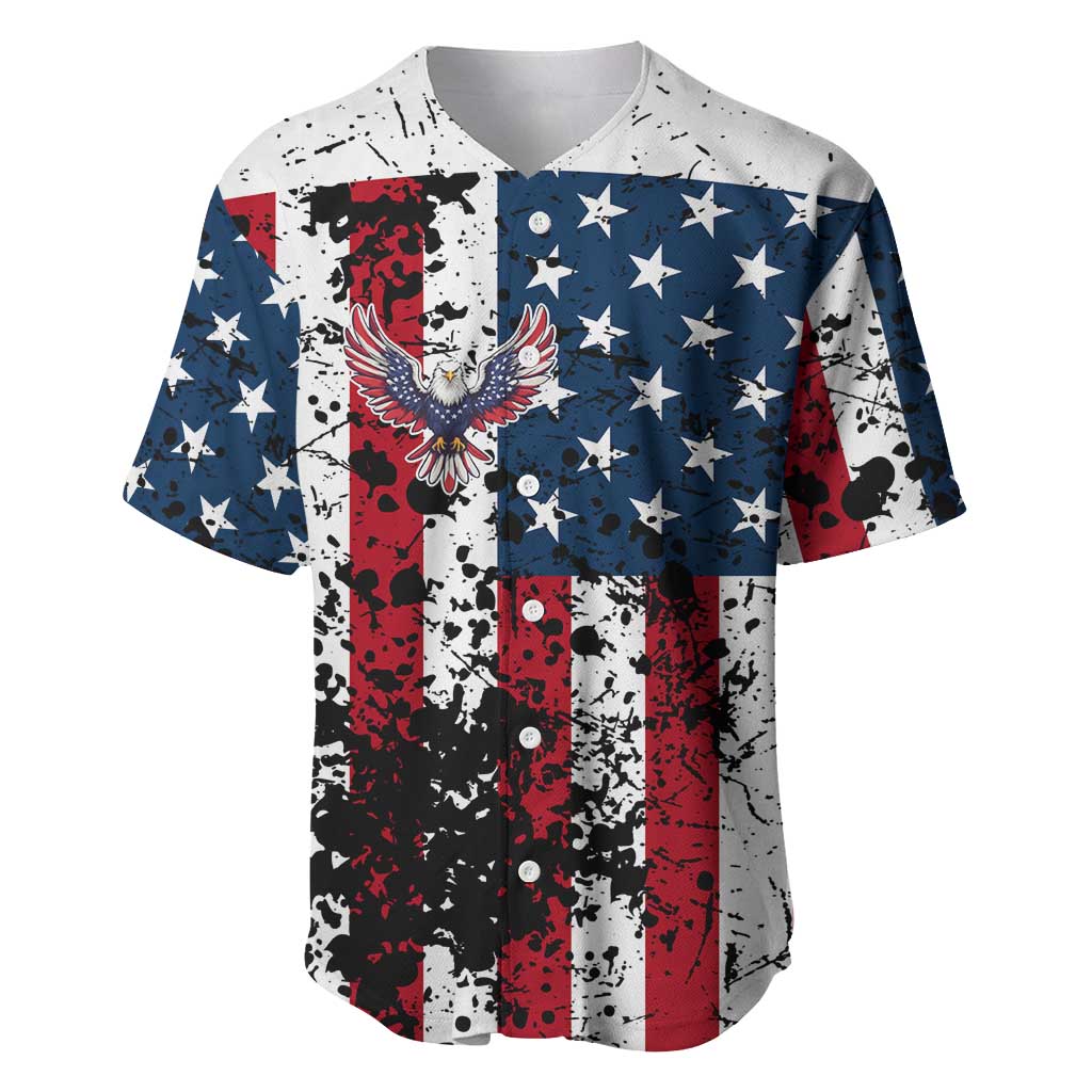 Custom American Flag Motocross Baseball Jersey with Eagle Graphic - Wonder Print Shop