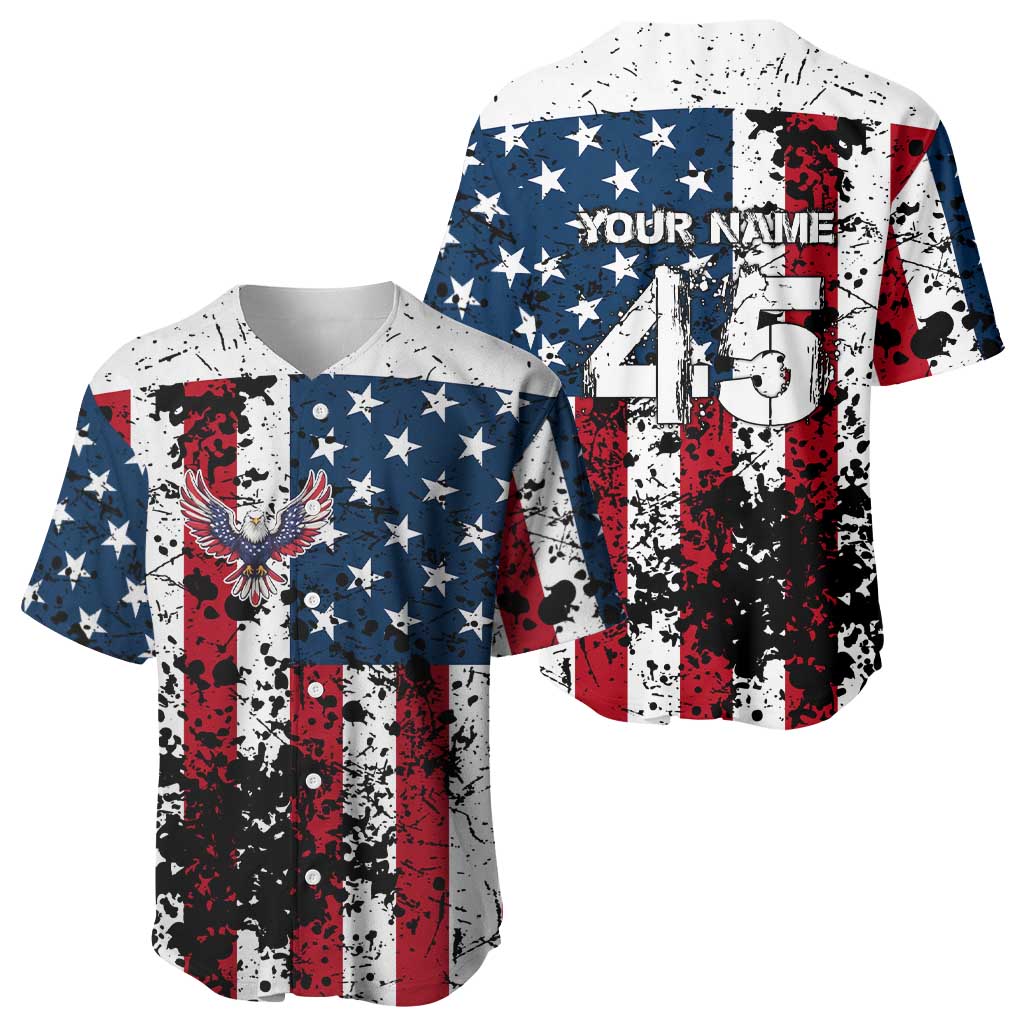Custom American Flag Motocross Baseball Jersey with Eagle Graphic - Wonder Print Shop