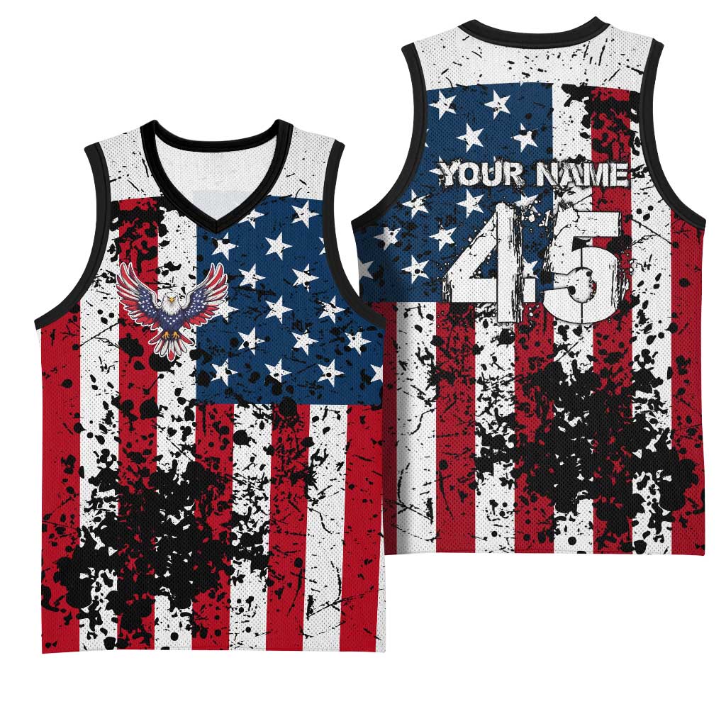 Custom American Flag Motocross Basketball Jersey with Eagle Graphic - Wonder Print Shop
