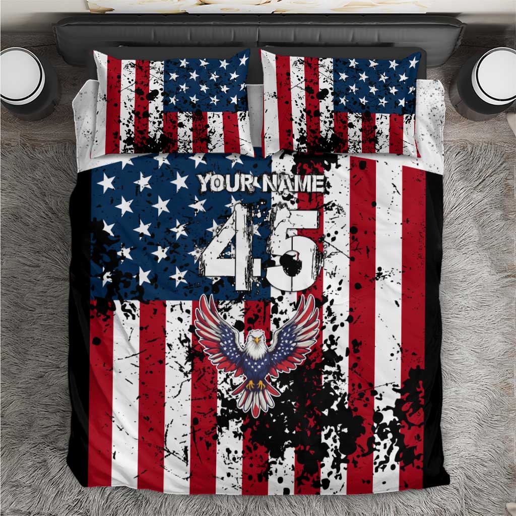 Custom American Flag Motocross Bedding Set with Eagle Graphic - Wonder Print Shop