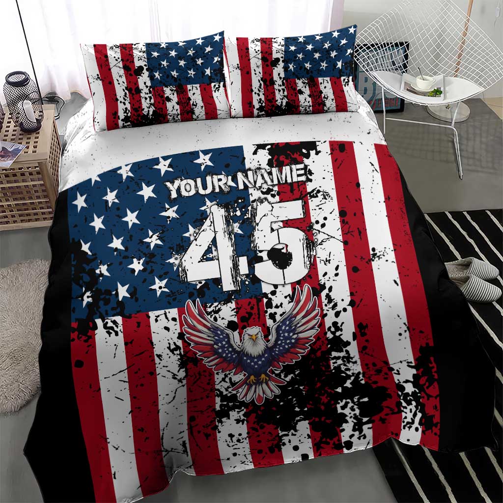 Custom American Flag Motocross Bedding Set with Eagle Graphic - Wonder Print Shop