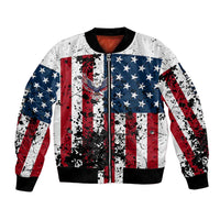 Custom American Flag Motocross Bomber Jacket with Eagle Graphic - Wonder Print Shop