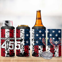 Custom American Flag Motocross 4 in 1 Can Cooler Tumbler with Eagle Graphic - Wonder Print Shop