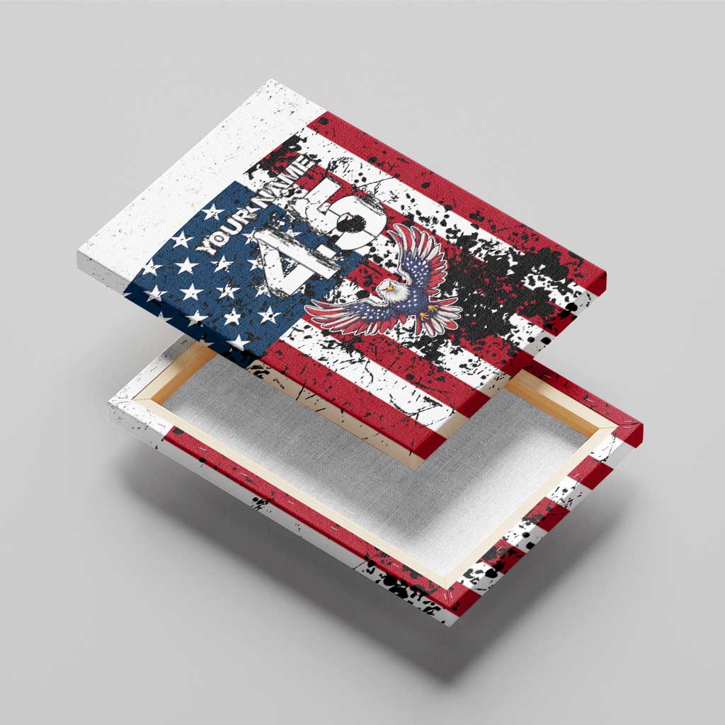 Custom American Flag Motocross Canvas Wall Art with Eagle Graphic - Wonder Print Shop