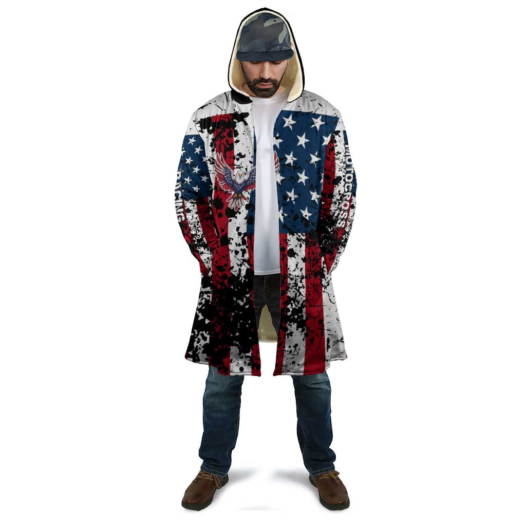Custom American Flag Motocross Cloak with Eagle Graphic - Wonder Print Shop