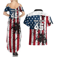 Custom American Flag Motocross Couples Matching Summer Maxi Dress and Hawaiian Shirt with Eagle Graphic - Wonder Print Shop