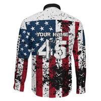 Custom American Flag Motocross Family Matching Long Sleeve Bodycon Dress and Hawaiian Shirt with Eagle Graphic - Wonder Print Shop