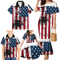 Custom American Flag Motocross Family Matching Mermaid Dress and Hawaiian Shirt with Eagle Graphic - Wonder Print Shop