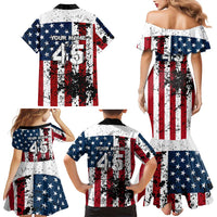 Custom American Flag Motocross Family Matching Mermaid Dress and Hawaiian Shirt with Eagle Graphic - Wonder Print Shop
