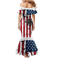 Custom American Flag Motocross Family Matching Mermaid Dress and Hawaiian Shirt with Eagle Graphic - Wonder Print Shop