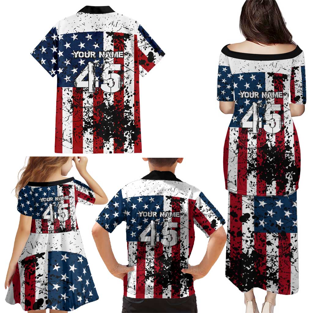 Custom American Flag Motocross Family Matching Puletasi and Hawaiian Shirt with Eagle Graphic - Wonder Print Shop