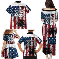 Custom American Flag Motocross Family Matching Puletasi and Hawaiian Shirt with Eagle Graphic - Wonder Print Shop