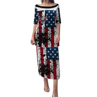 Custom American Flag Motocross Family Matching Puletasi and Hawaiian Shirt with Eagle Graphic - Wonder Print Shop