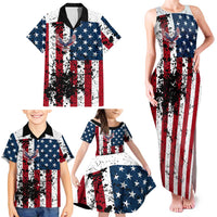 Custom American Flag Motocross Family Matching Tank Maxi Dress and Hawaiian Shirt with Eagle Graphic - Wonder Print Shop