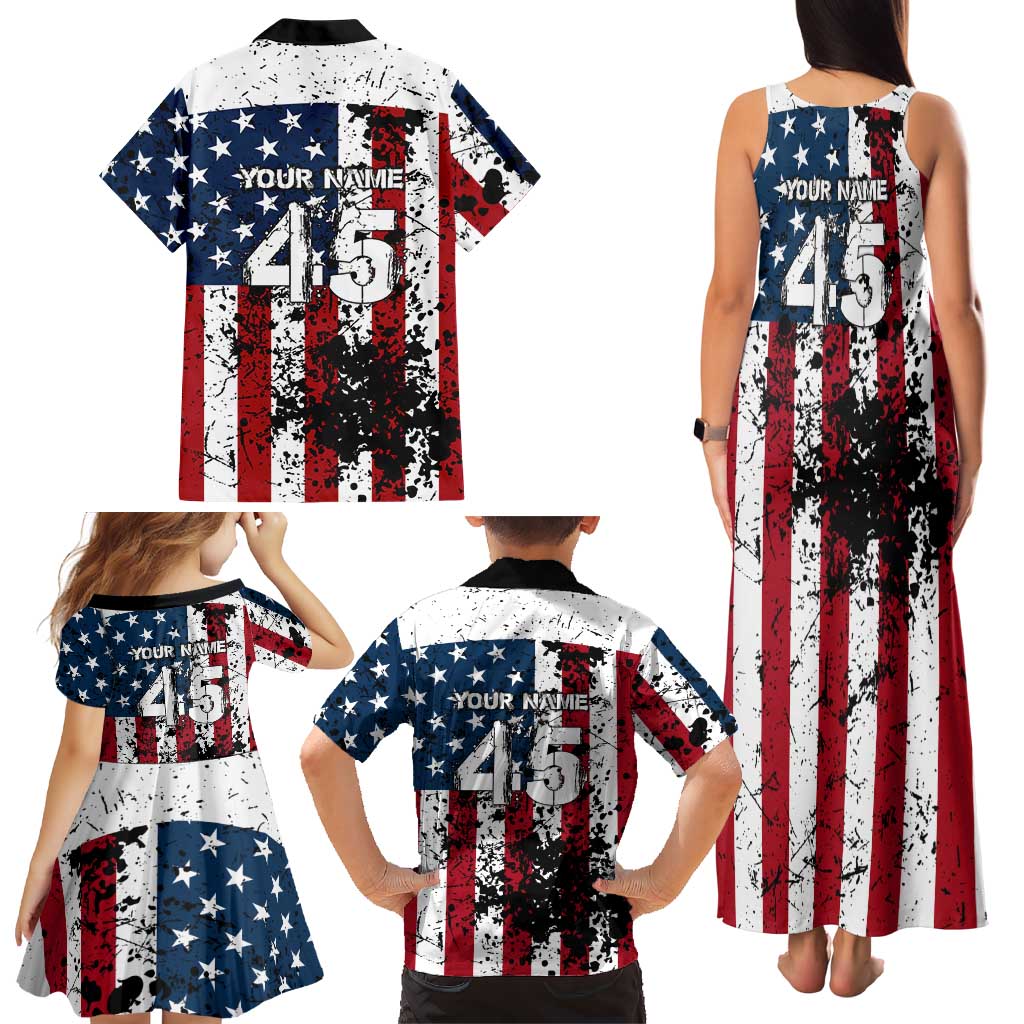 Custom American Flag Motocross Family Matching Tank Maxi Dress and Hawaiian Shirt with Eagle Graphic - Wonder Print Shop