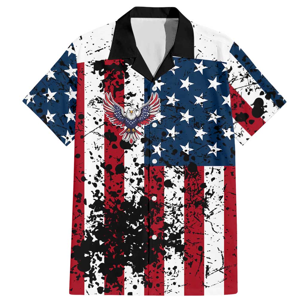 Custom American Flag Motocross Hawaiian Shirt with Eagle Graphic - Wonder Print Shop
