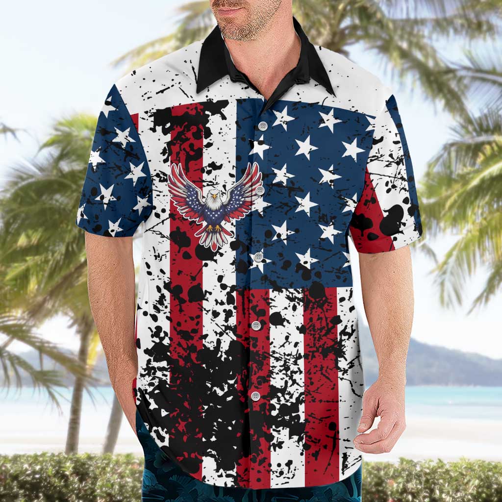 Custom American Flag Motocross Hawaiian Shirt with Eagle Graphic - Wonder Print Shop