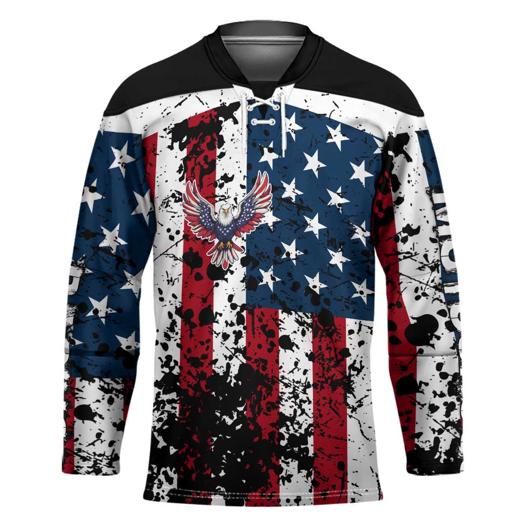 Custom American Flag Motocross Hockey Jersey with Eagle Graphic - Wonder Print Shop